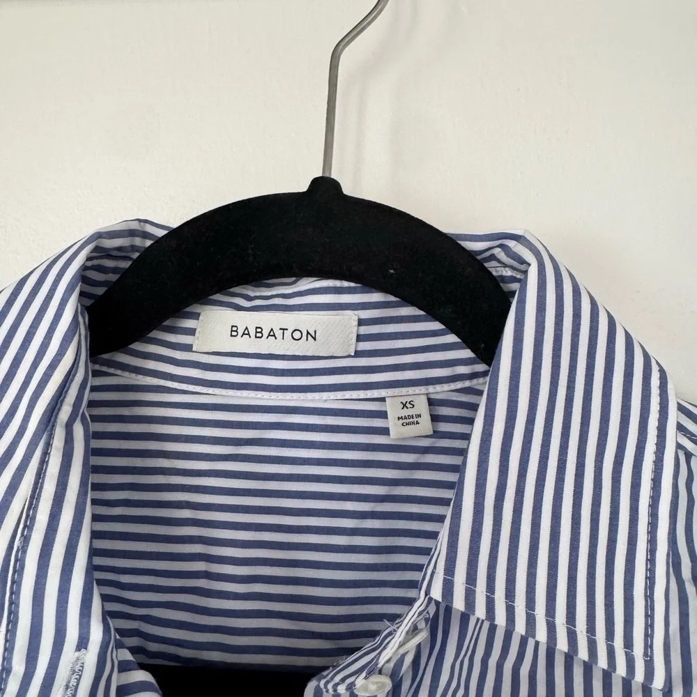 Babaton Everyday Button-up Blue and White Striped Button Down Shirt - Picture 3 of 3